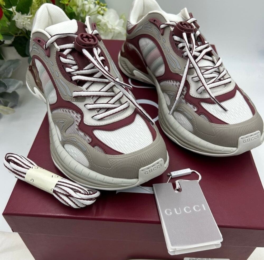 Men's Gucci 2.0 sneakers in white/gray/burgundy size 9 made in Italy
